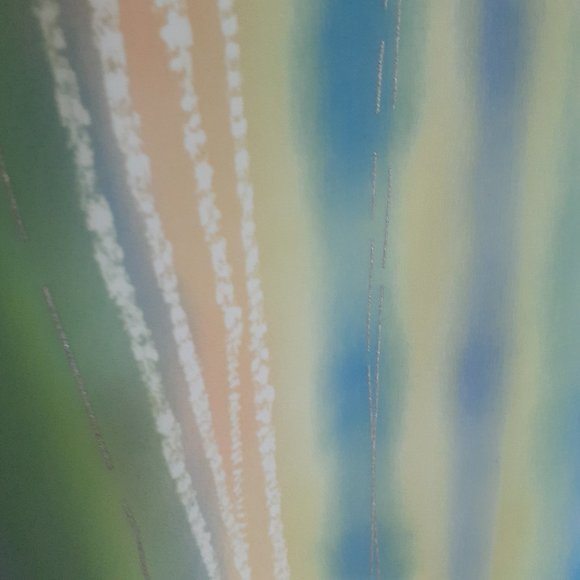 Vintage 80s Vera V-Neck Button Up Long Sleeve Stripe Top Pastels Blue Size 14 - Picture 7 of 13